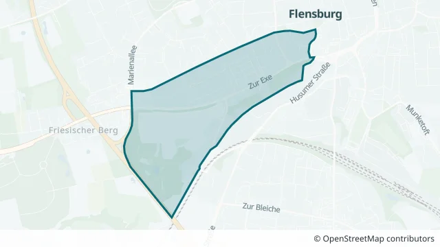 Kartendarstellung des Gebiets Exe in Flensburg