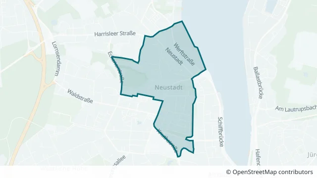 Kartendarstellung des Gebiets Neustadt in Flensburg