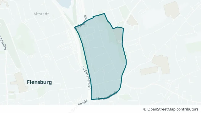 Kartendarstellung des Gebiets St. Johannis in Flensburg