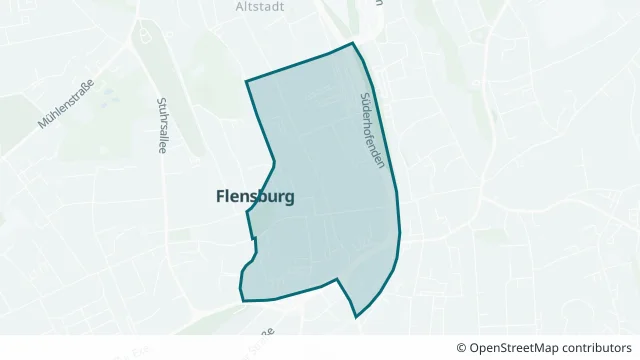 Kartendarstellung des Gebiets St. Nikolai in Flensburg