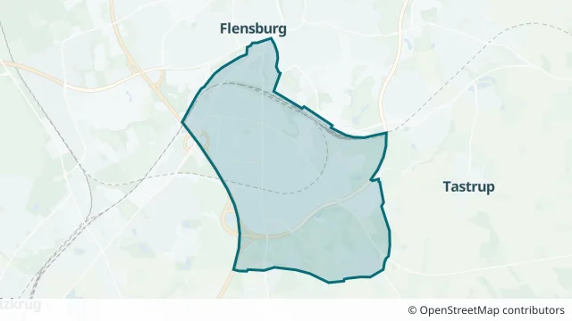 Kartendarstellung des Gebiets Südstadt in Flensburg