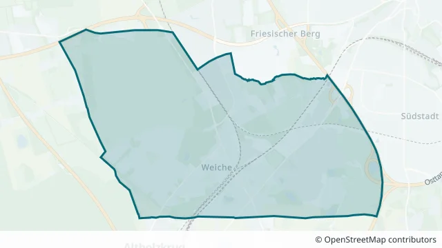 Kartendarstellung des Gebiets Weiche in Flensburg